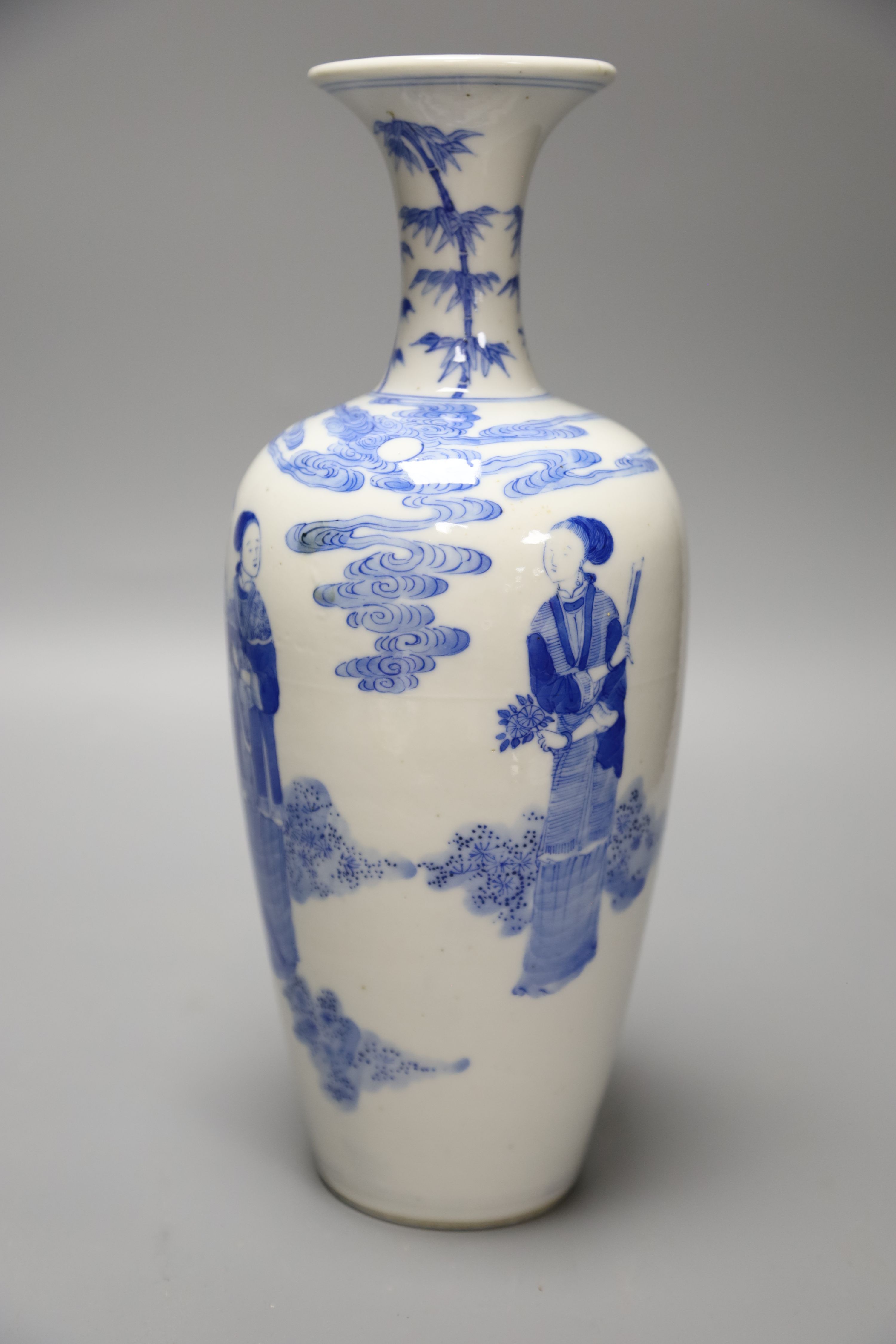 A Chinese Republic period blue and white bottle vase, height 29cm